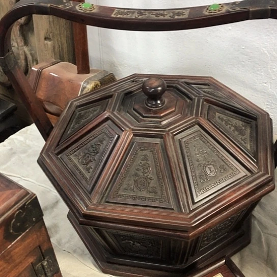 用***4软陶红木提篮一个漂亮完整