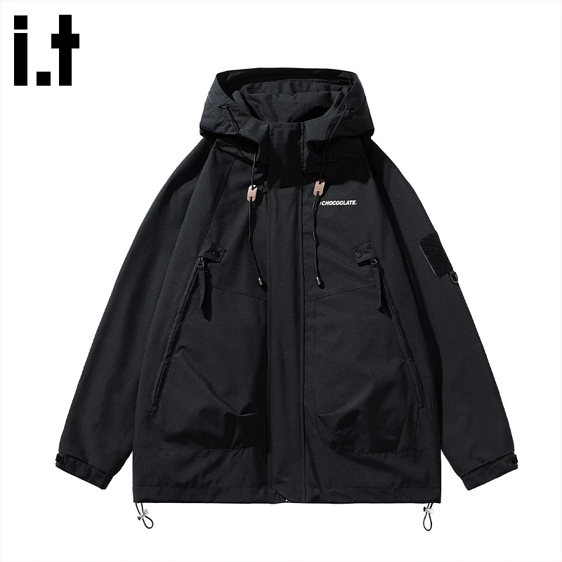 i.t:CHOCOOLATE防风连帽夹克男士秋冬新款户外宽松工装冲锋衣外套