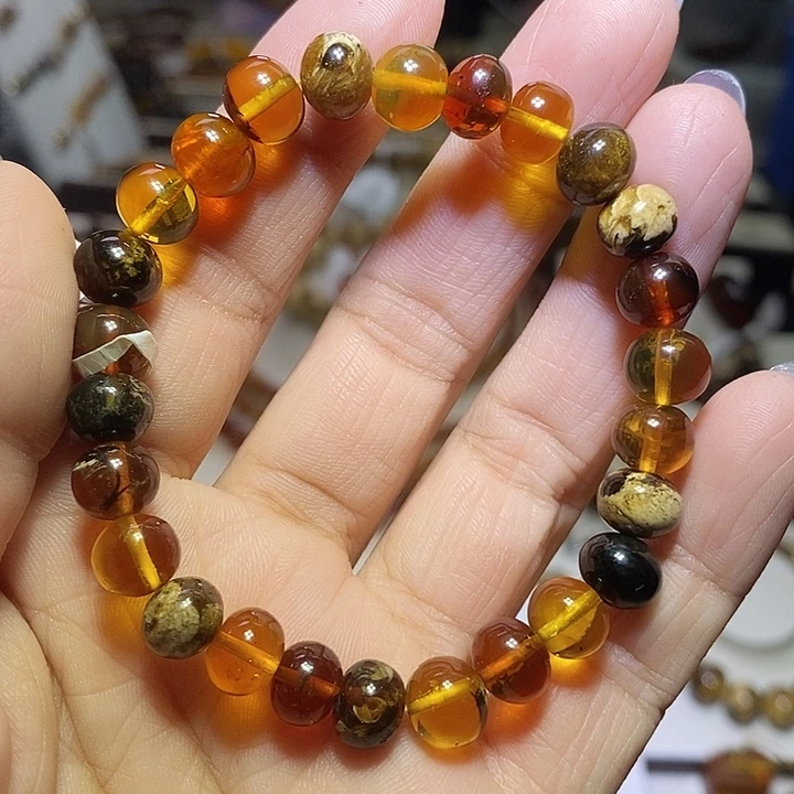 琥珀未镶嵌裸石多宝8m