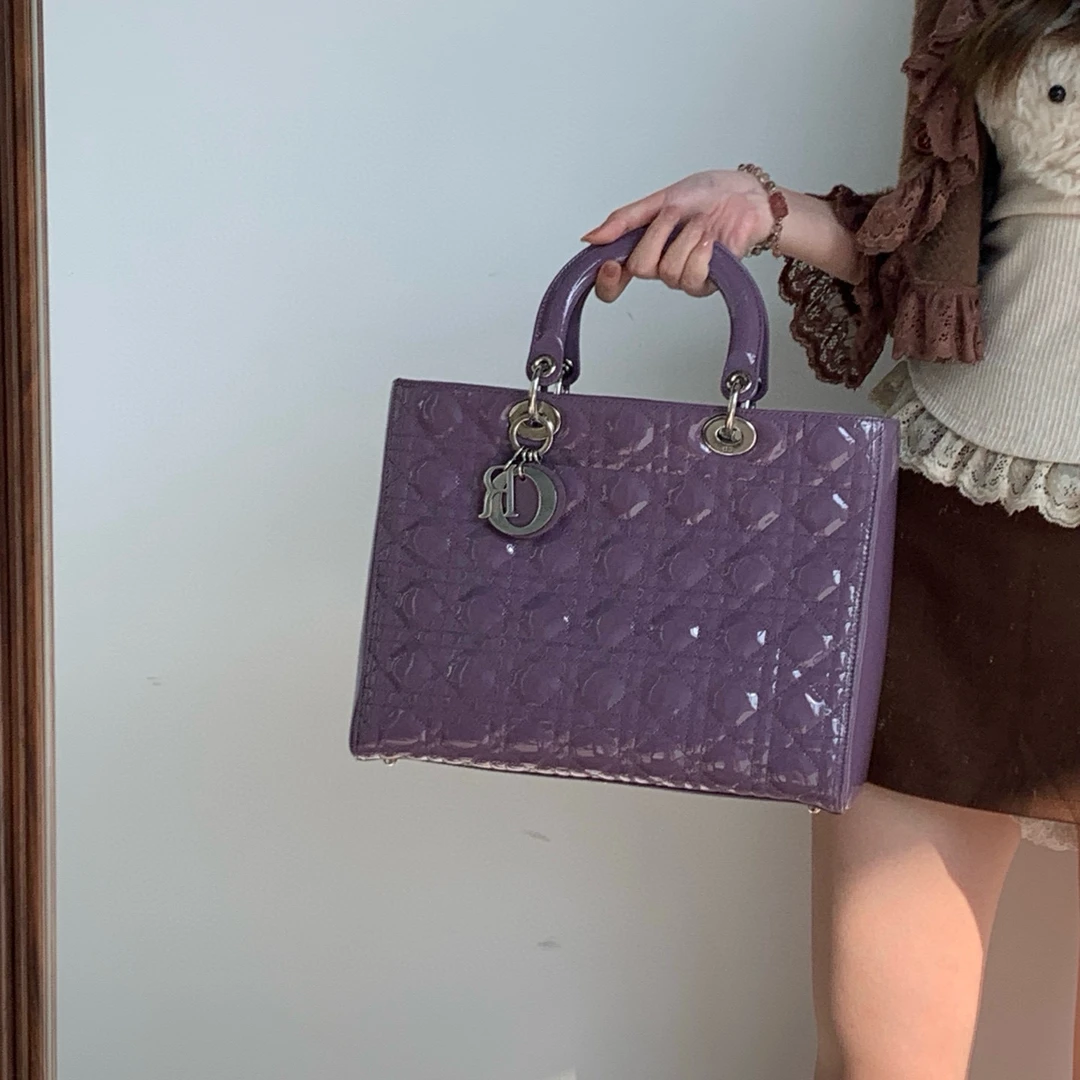 95新 DIOR/迪奥 dior 鸢尾紫七格戴妃手提包