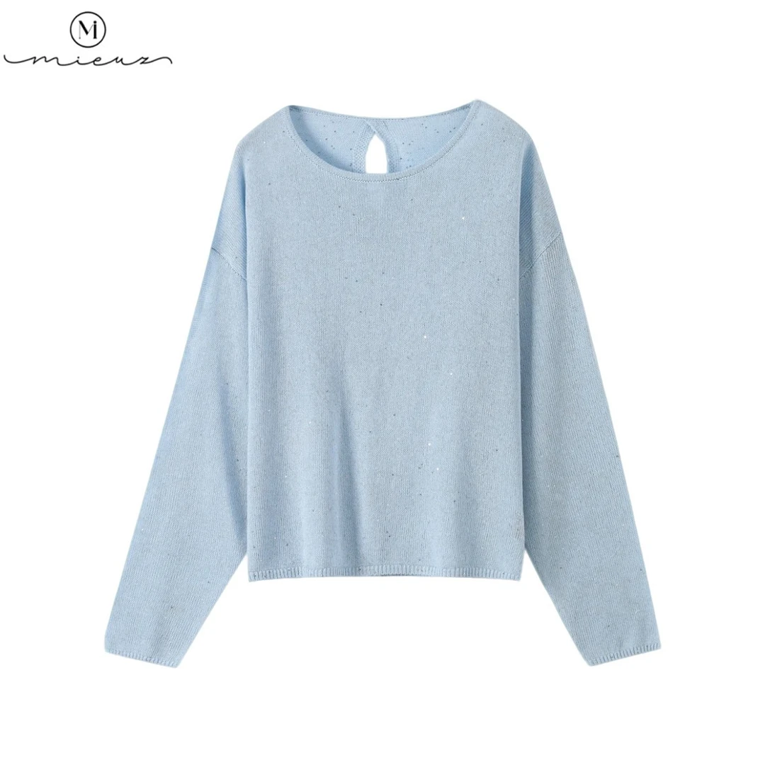 【Mieuz】春夏新款莫兰迪色限定亚麻和纸纱针织轻奢气质罩衫25A3201