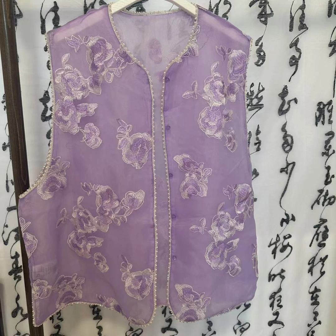 【梦华录】夏款新中式大码玫瑰重工刺绣国风马甲