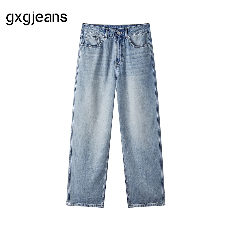 gxg.jeans男装 蓝色简约休闲美式宽松牛仔裤25年新品