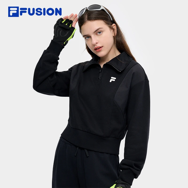 FUSION斐乐女子套头卫衣25春新休闲翻领针织上衣T11W441208F