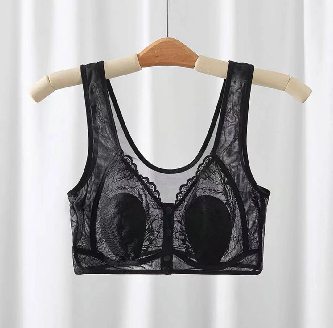 夏款兔耳朵前开扣超薄蕾丝文胸大码无钢圈胖MM大胸显小女士内衣