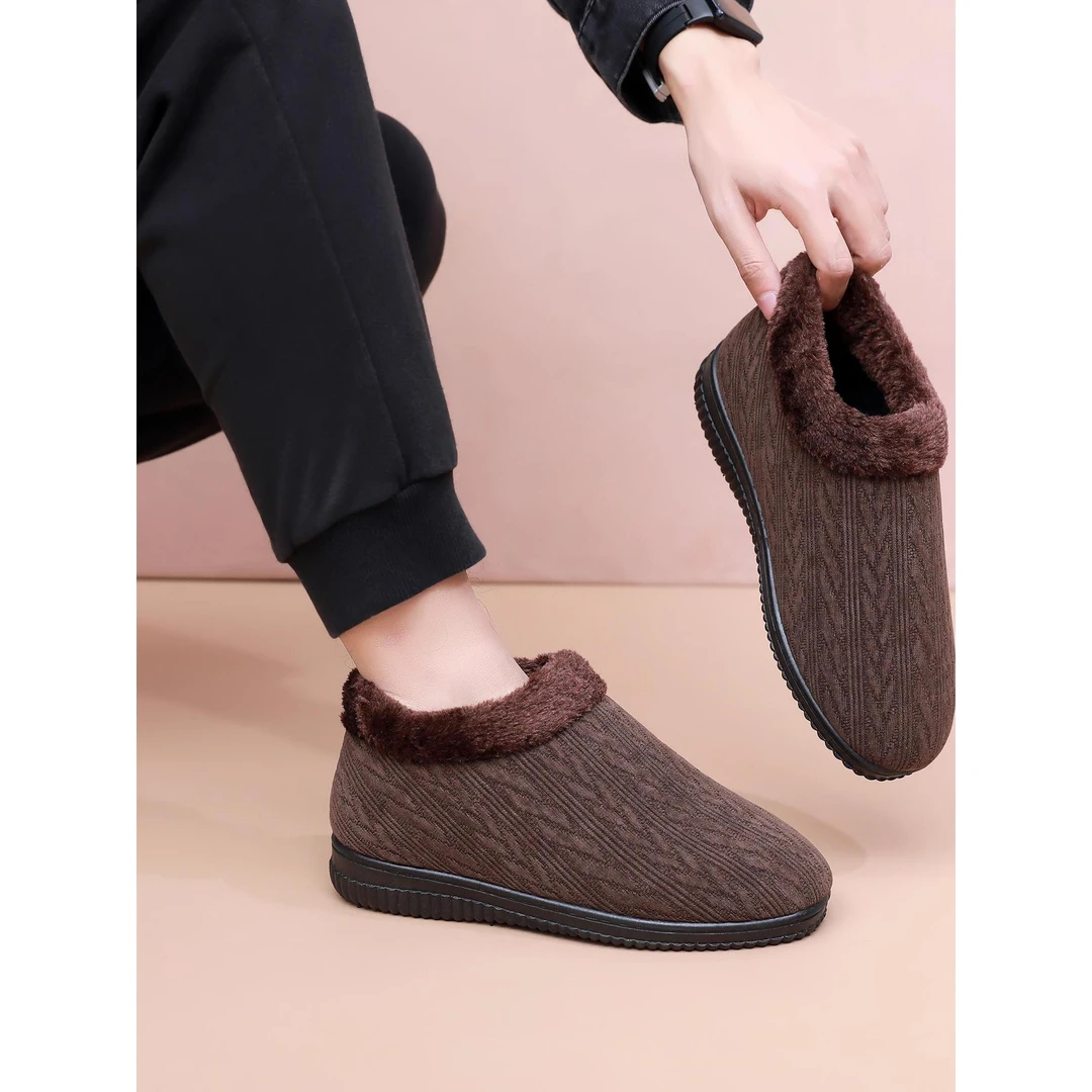 冬季老北京布鞋居家棉拖鞋男加绒保暖男士防滑包跟室内外两穿棉鞋