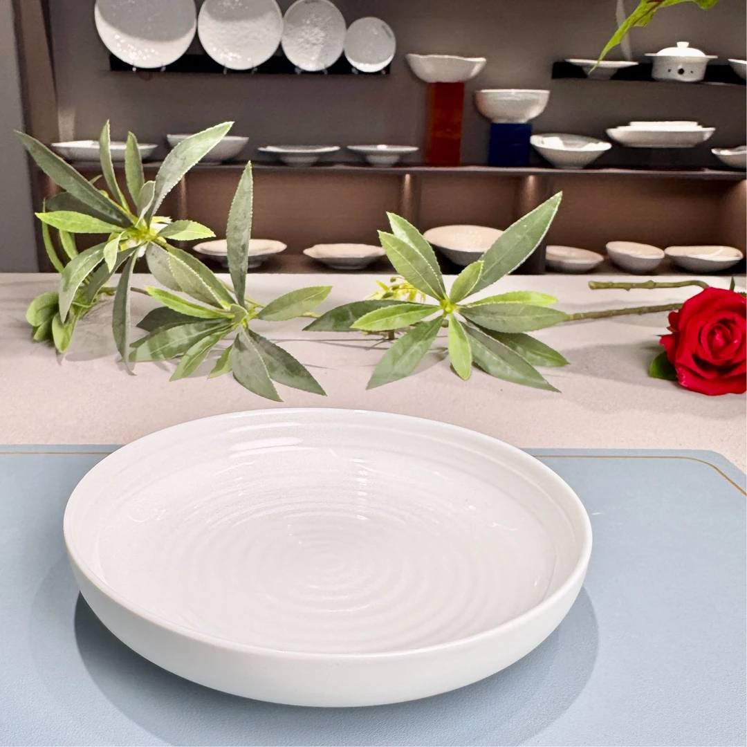 【九陶】8寸万本石里纹碗网红家用陶瓷餐具菜盘汤碗盘简约纯色