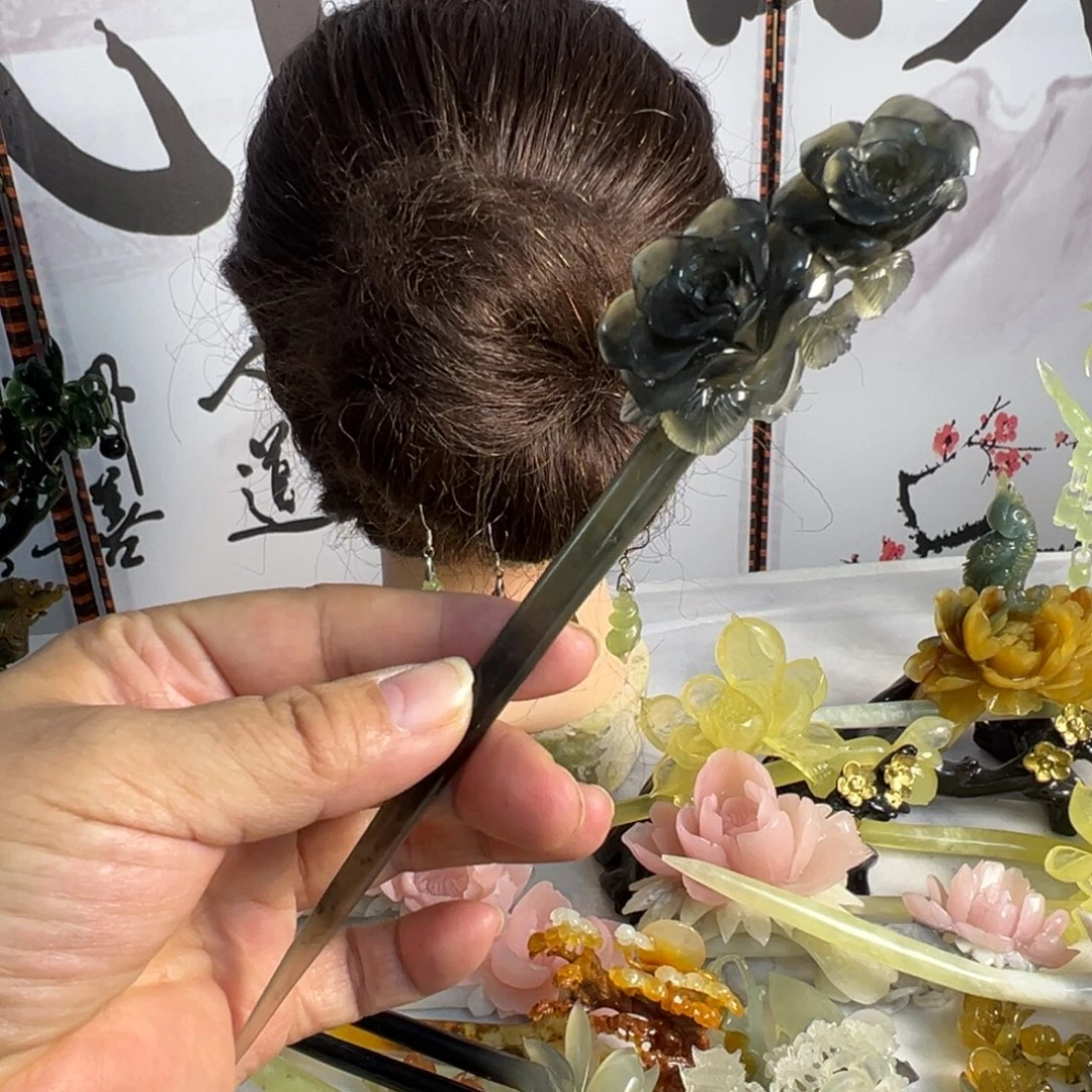 蛇纹石玉未镶嵌发饰