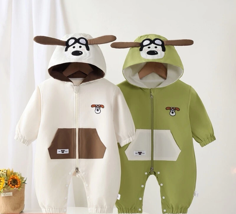 婴儿连体衣春秋款超萌小月龄外出服冲锋衣宝宝衣服秋外套超萌爬服
