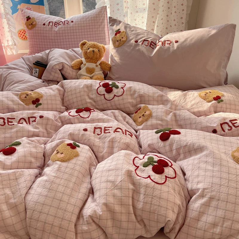 A类卡通纯棉水洗棉床上四件套全棉被套学生宿舍床单人三件套床品4