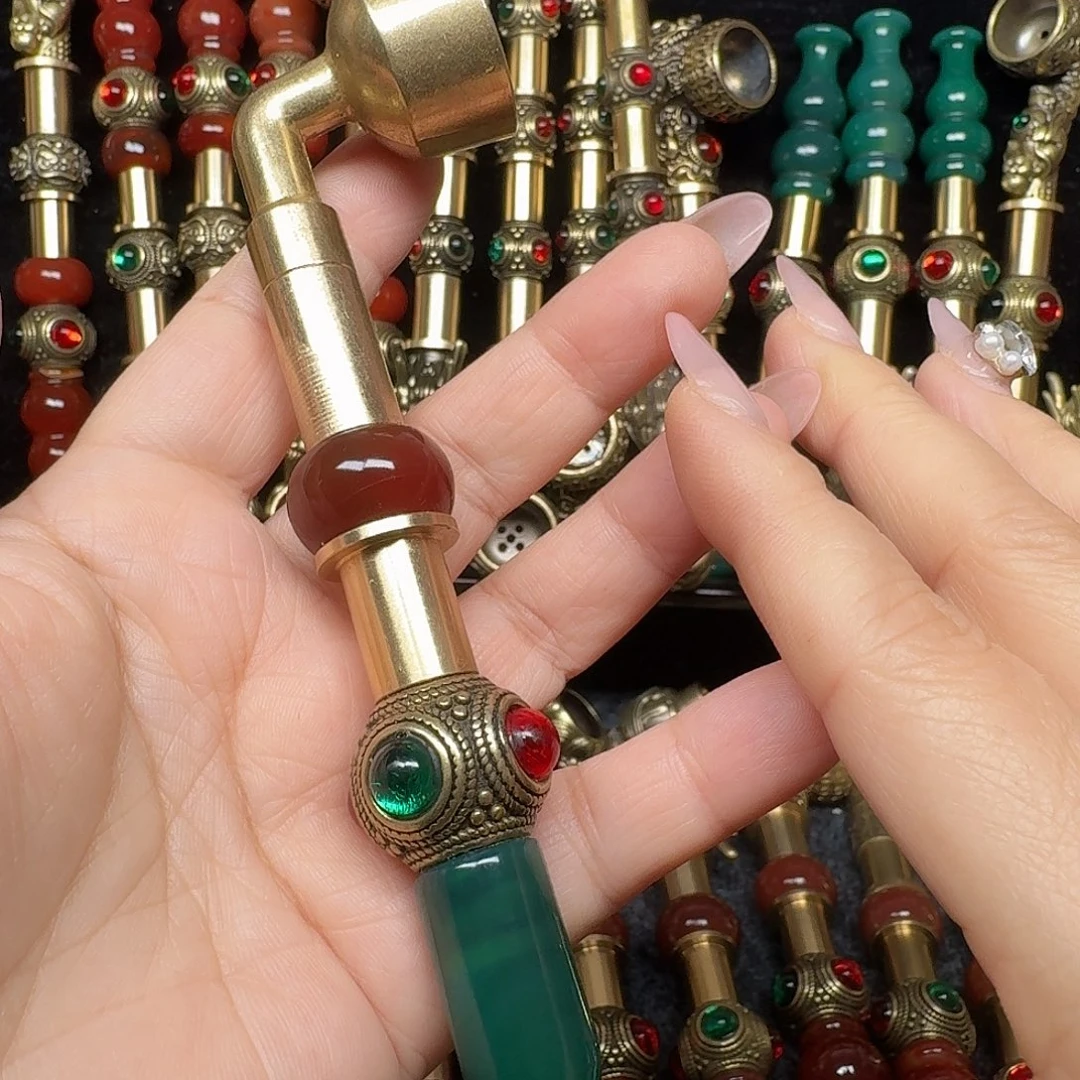 黄铜绿色烟锅2公分