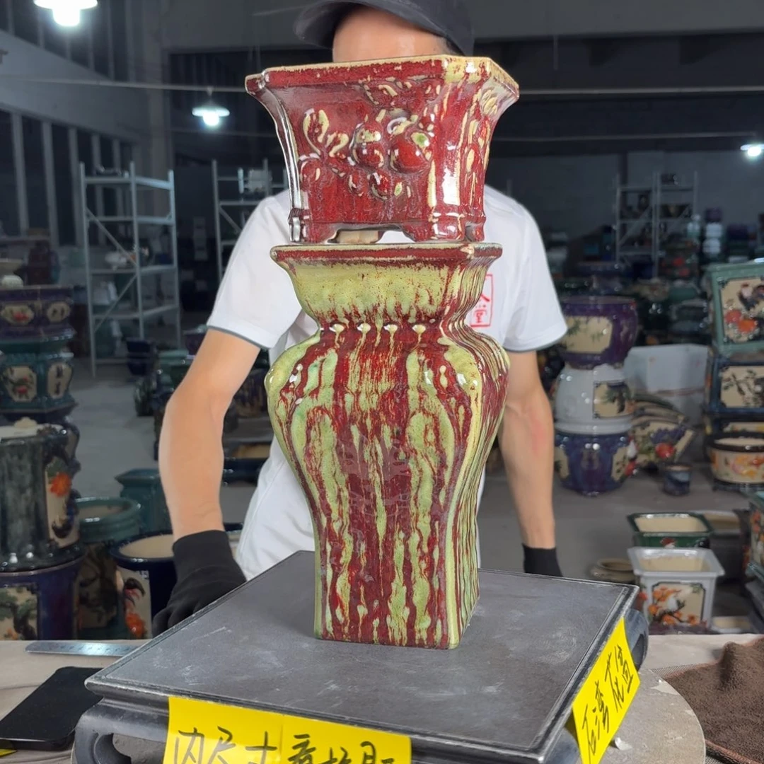 一风堂石湾花盆 内12*9，高39微瑕