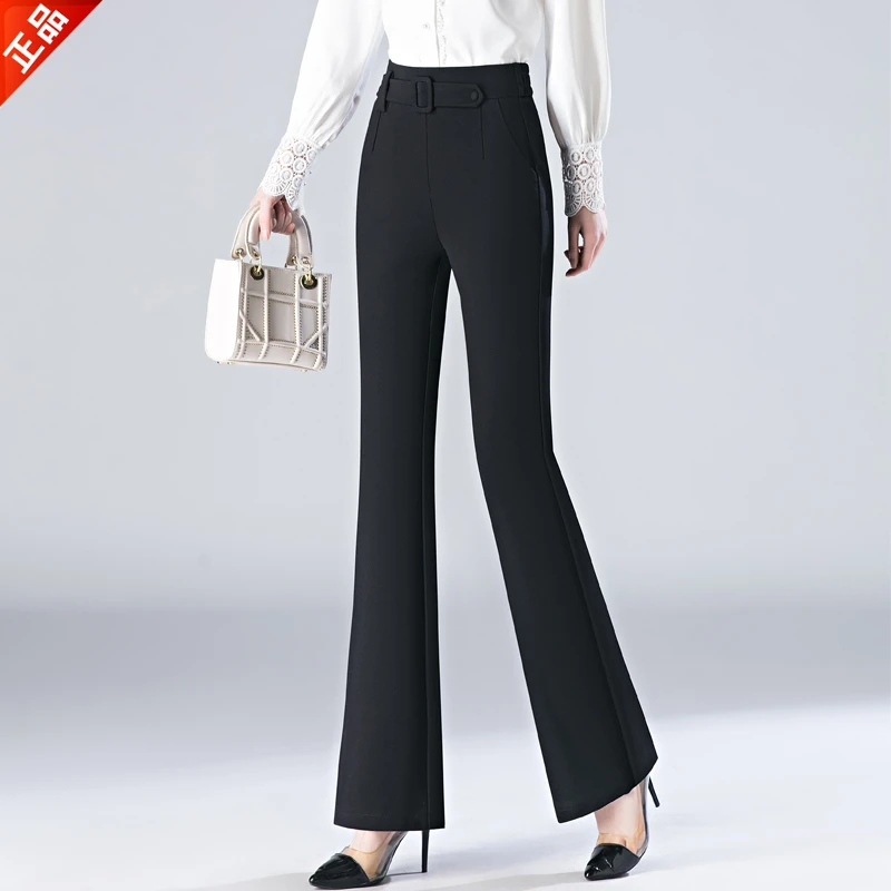正品2025春秋新款女高腰弹力高品质休闲职业西装微喇叭裤显瘦爆款