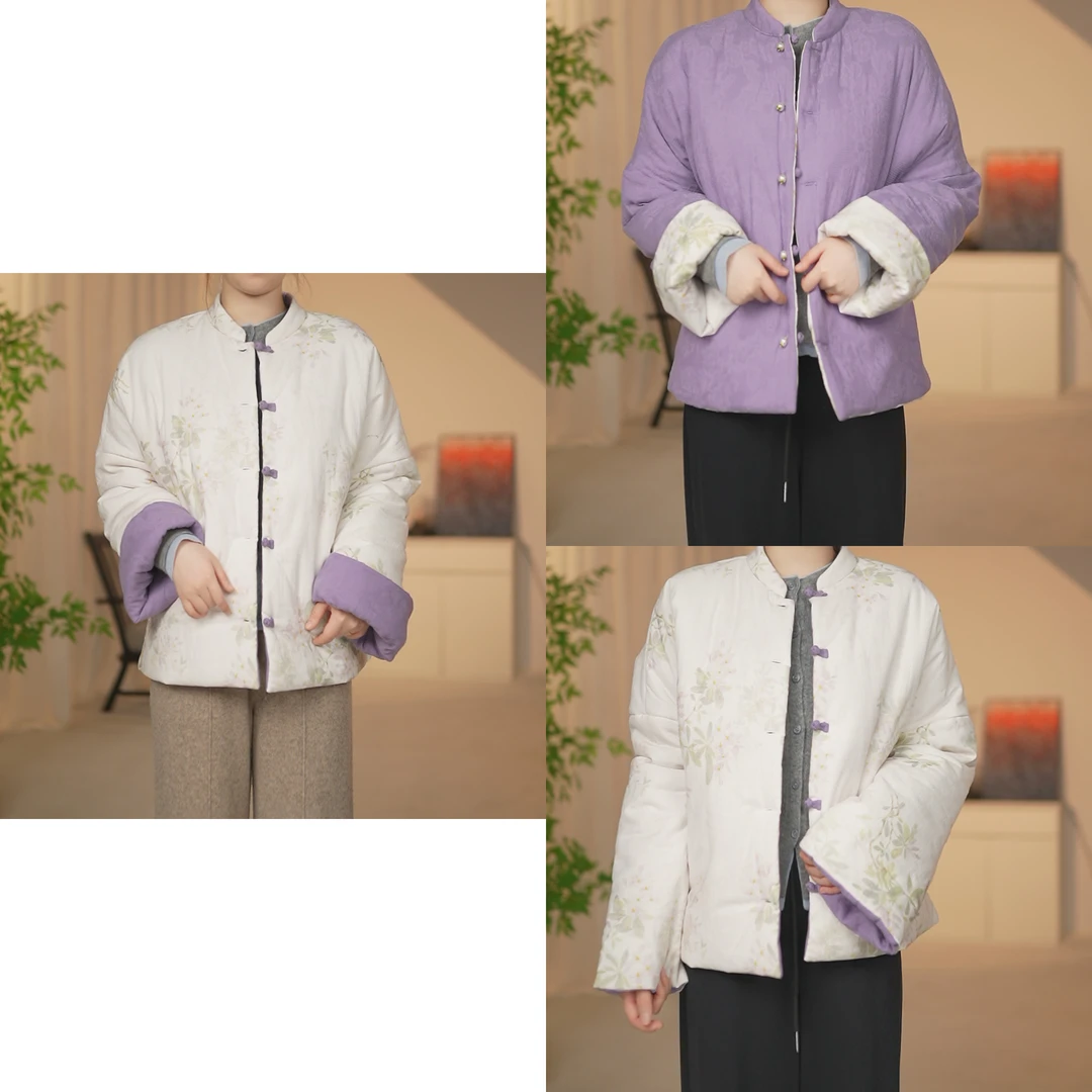 【两面穿】新年新衣苎麻棉服双面同穿国风高定冬款手工夹棉加厚外套