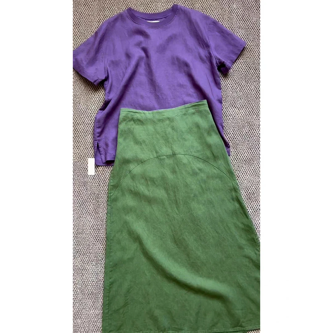 可遇不可求！绿色天丝半身裙女夏2025小众设计感舒适百搭显瘦A字裙