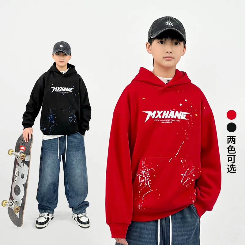 WY7207小赖家青少年2024年冬款中大童加绒加厚卫衣国潮上衣