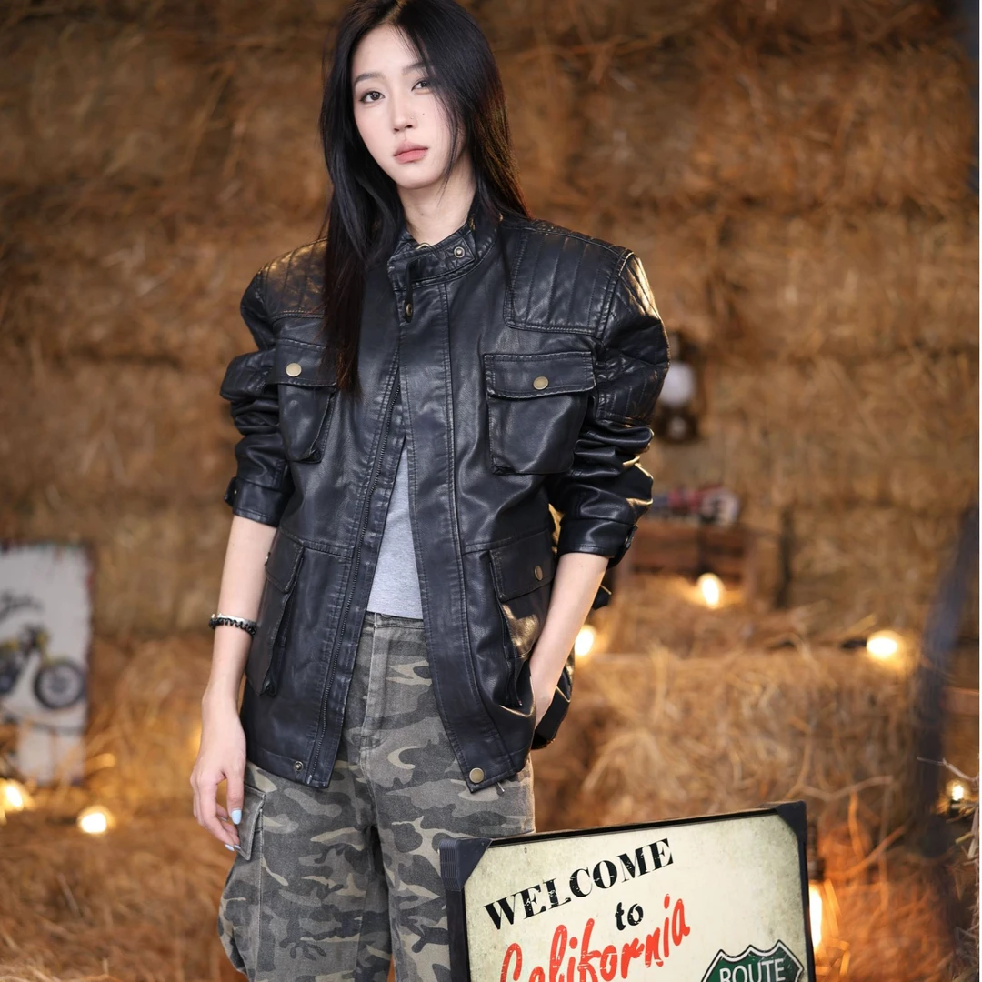 Dipu cool2025流行复古皮衣中性男友风显直角肩专利款直播链接