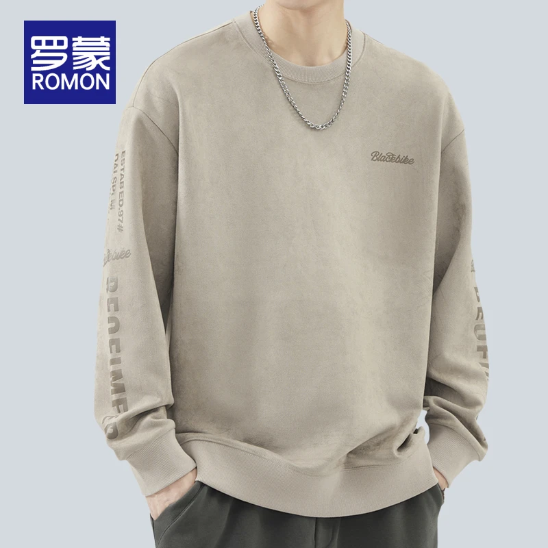 罗蒙秋冬款男士重磅卫衣男2025新款百搭男装宽松休闲加绒上衣男款