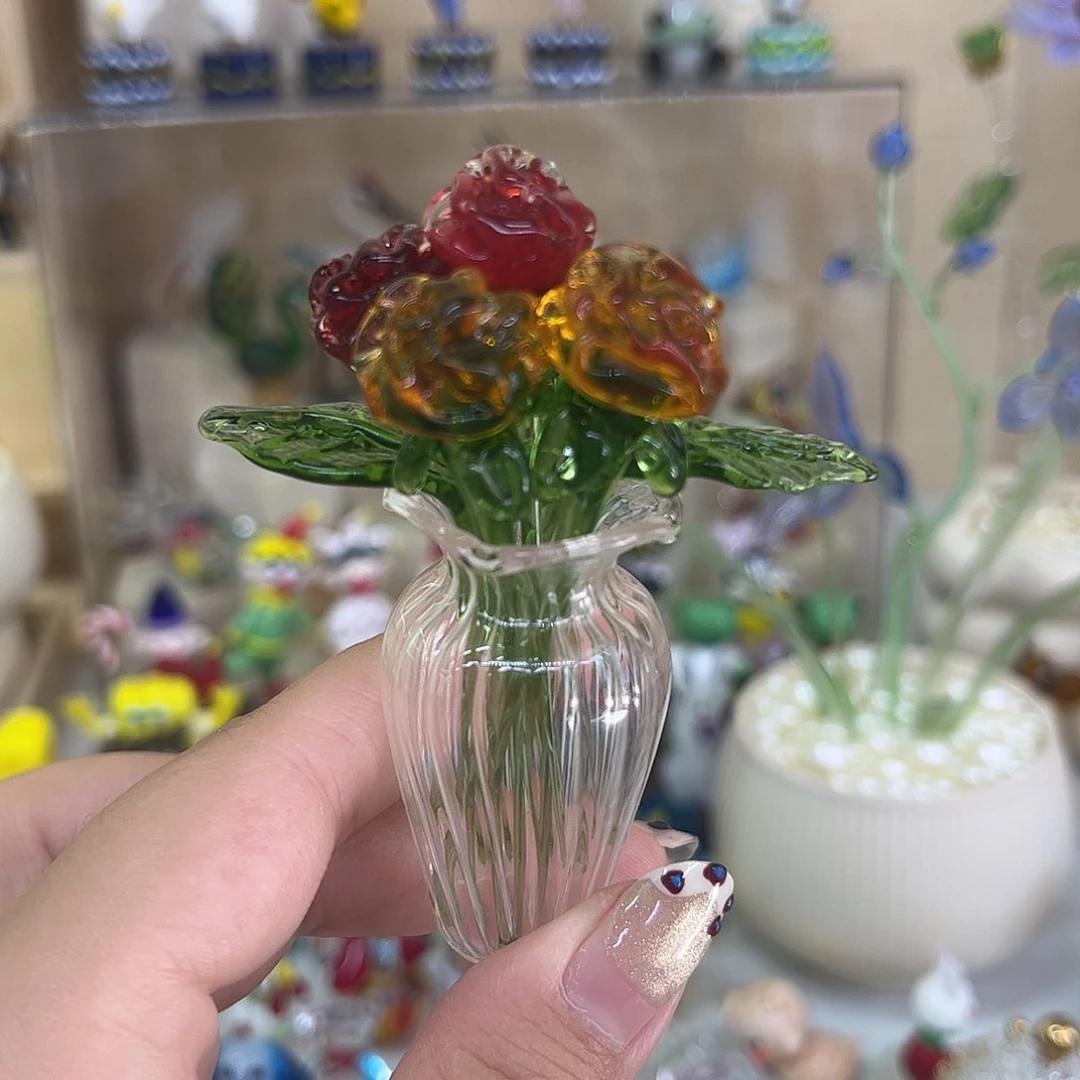 琉璃手工艺品琉璃玫瑰花