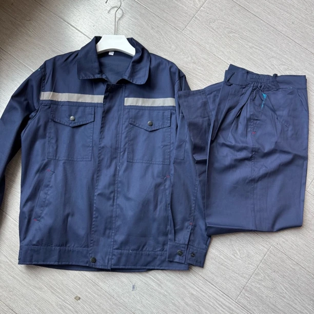 100%纯棉夏季薄款工作服上衣裤子男套装全棉超轻薄夏长袖吸汗透气