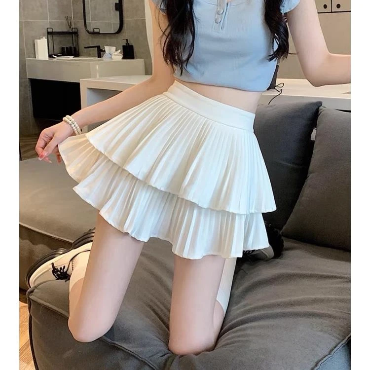 现货【嘎嘎】胖MM大码新款百搭百褶设计感半身裙蓬蓬裙蛋糕裙02077D