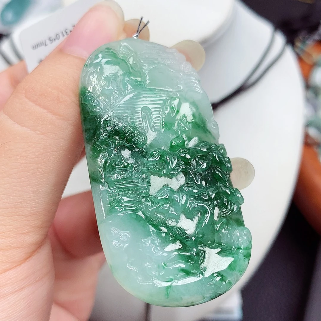 翡翠未镶嵌颈饰翡翠28，55.2/31/5.7