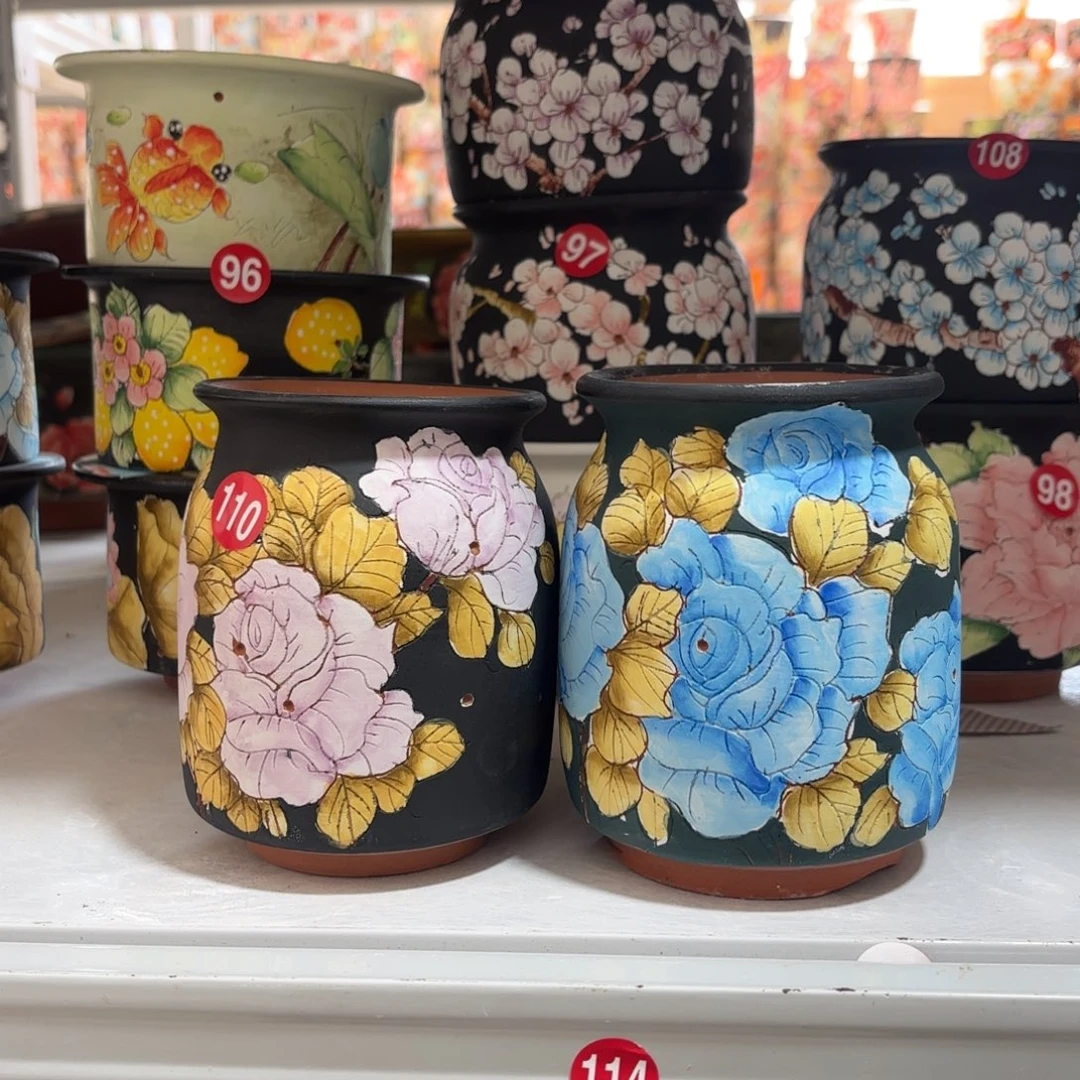 景德镇手绘花盆陶瓷8.5/12