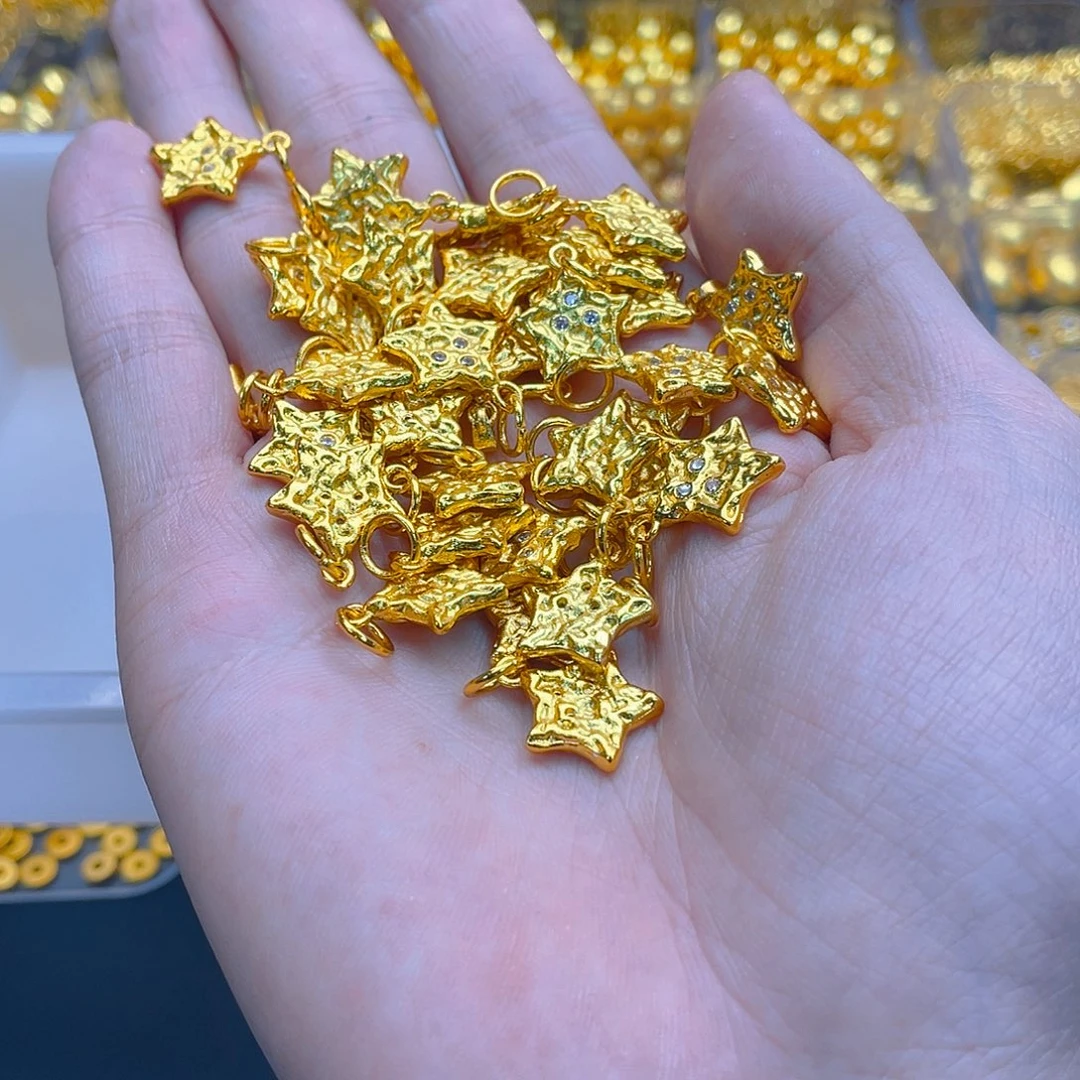 锆石铜合金锤纹小星星1个