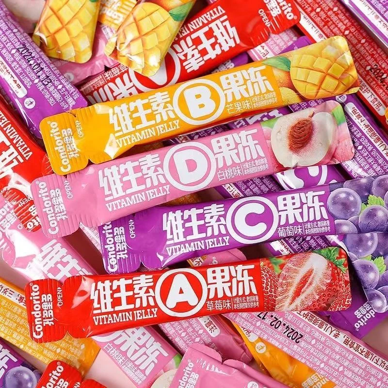 【维生素吸吸果冻条】网红多口味水果草莓芒果葡萄白桃夏季休闲零食