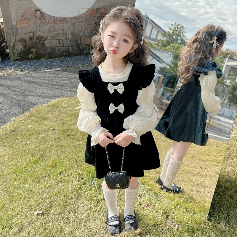 女童春秋连衣裙2025新款洋气时髦儿童小香风女孩时尚公主裙子套装