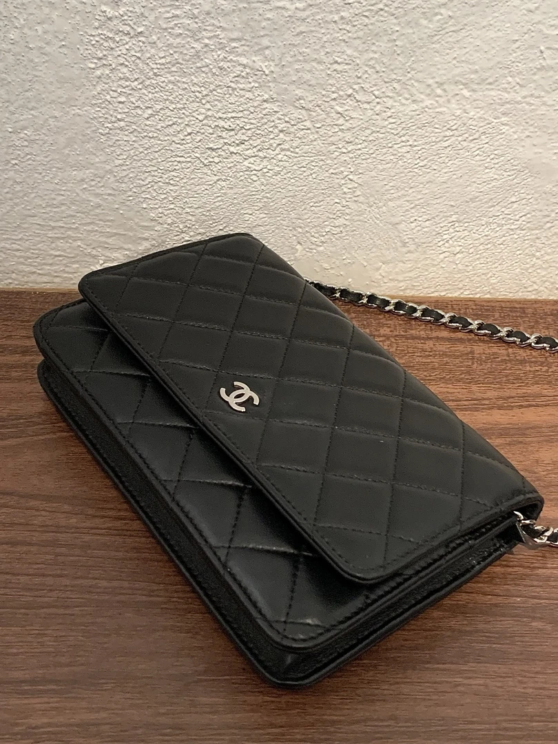 99新 Chanel/香奈儿 HIHI/Chanel黑银woc链条包12232180