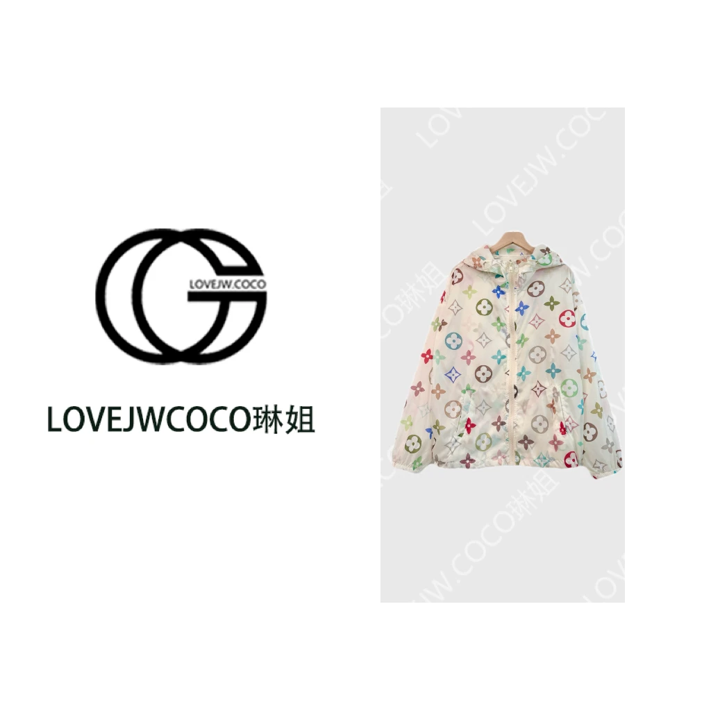 【LOVEJWCOCO】 炫彩山茶花印花连帽宽松透气防晒衣外套
