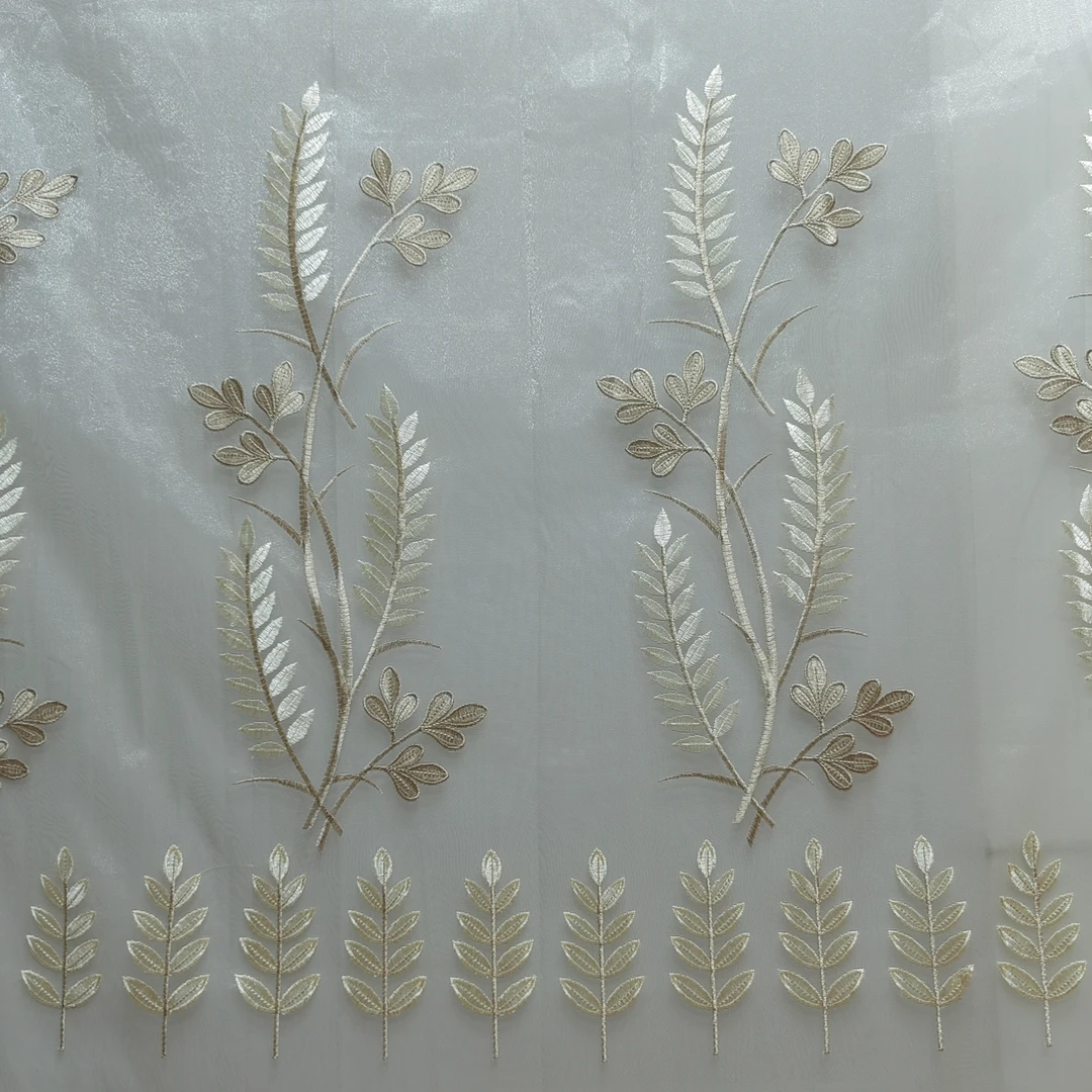 00707 窗帘纱挂钩款成品客厅刺绣清新窗纱宽7.4米高2.7米免费对开