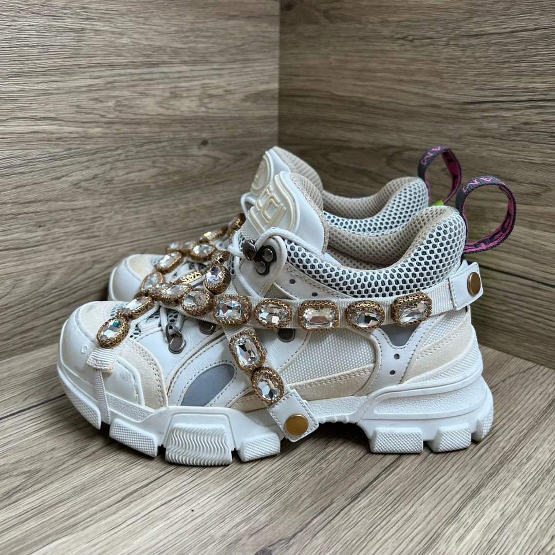 95新 GUCCI/古驰 Flashtrek 水钻登山鞋 36码/98新