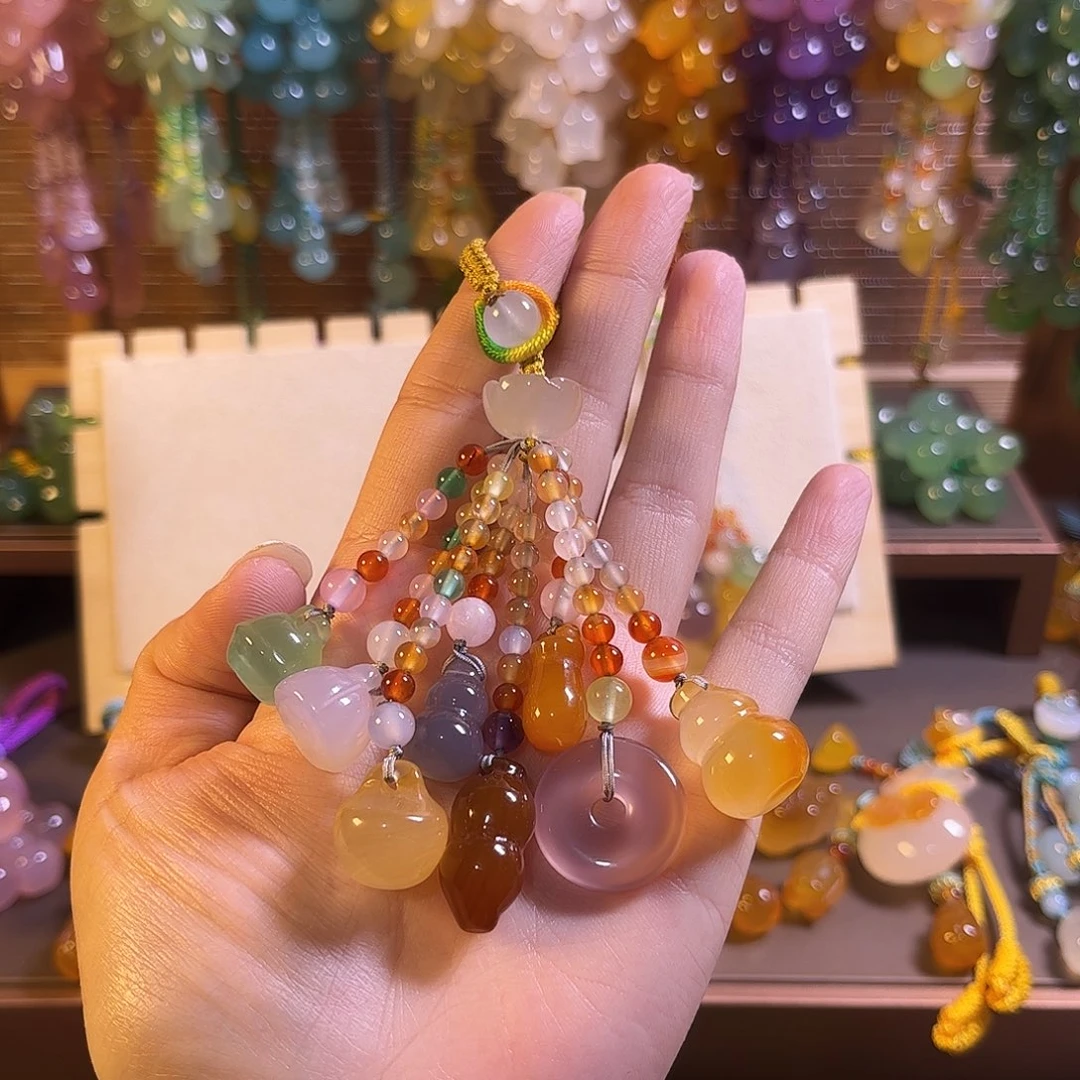 波***波玛瑙/玉髓未镶嵌车挂福利款钥匙扣