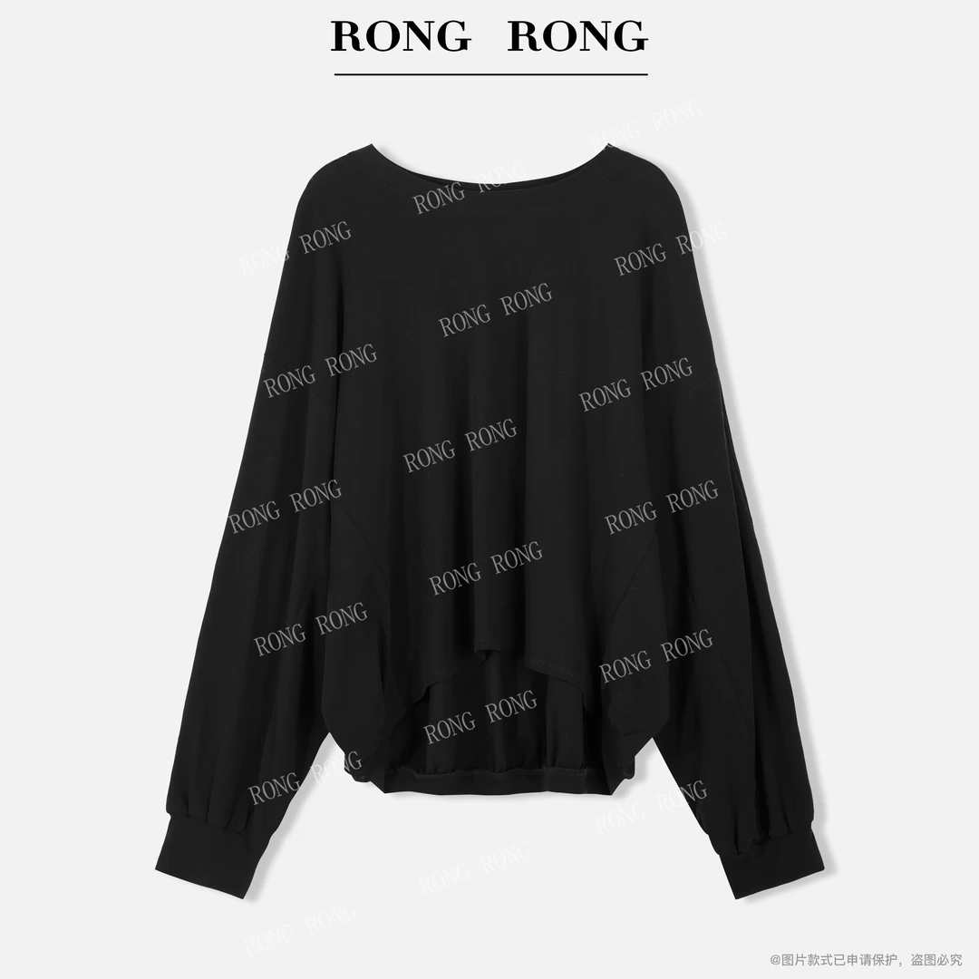 溶溶【墨漫篇章】RONGRONG 100棉简约设计感下摆长袖T恤T-Z8969321