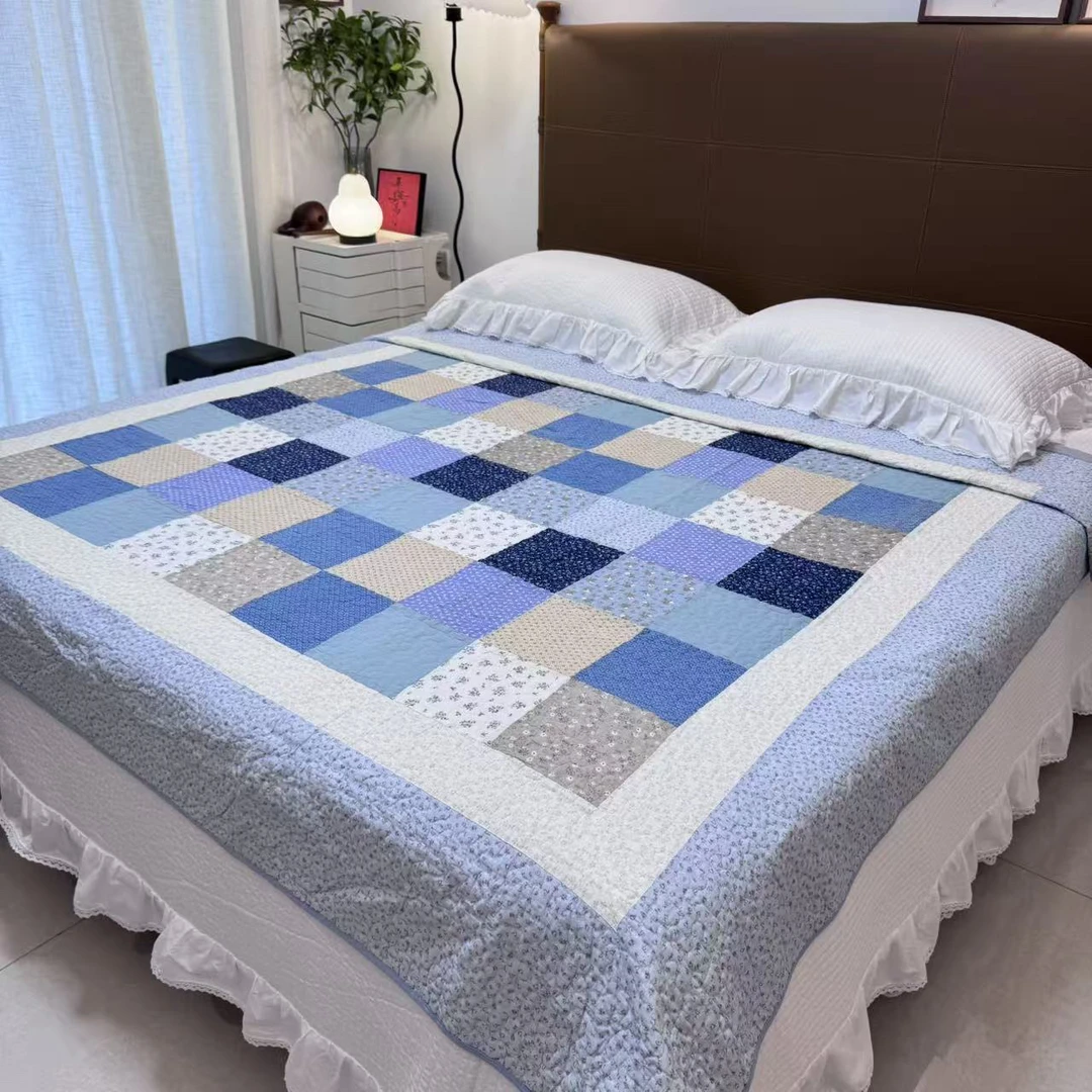 200*230拼接手工百家被绗缝夹棉床盖多功能