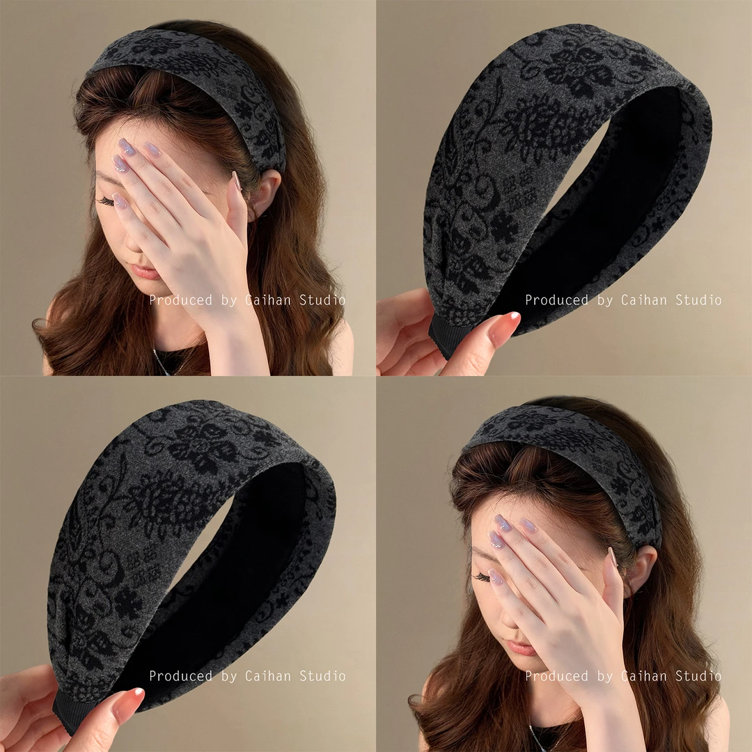 川岛诗集~法式碎花宽边发箍女士新款时尚高级感高颅顶发饰秋冬