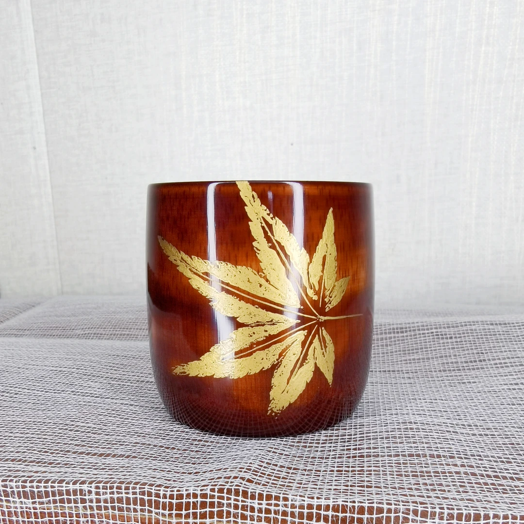 玳瑁木叶杯，传统大漆髹漆加贴金工艺（彭城滏源里知善堂出品）