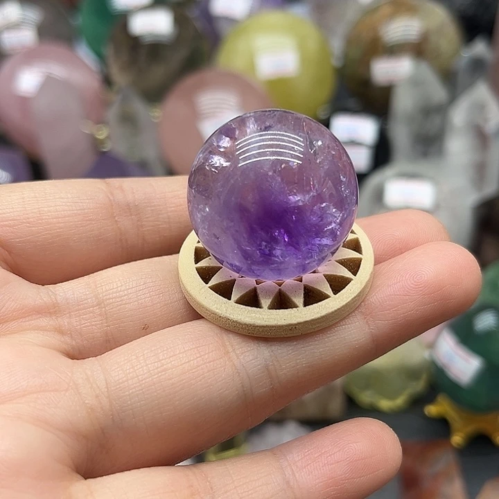 珠宝半成品未镶嵌水晶32克紫水晶小球