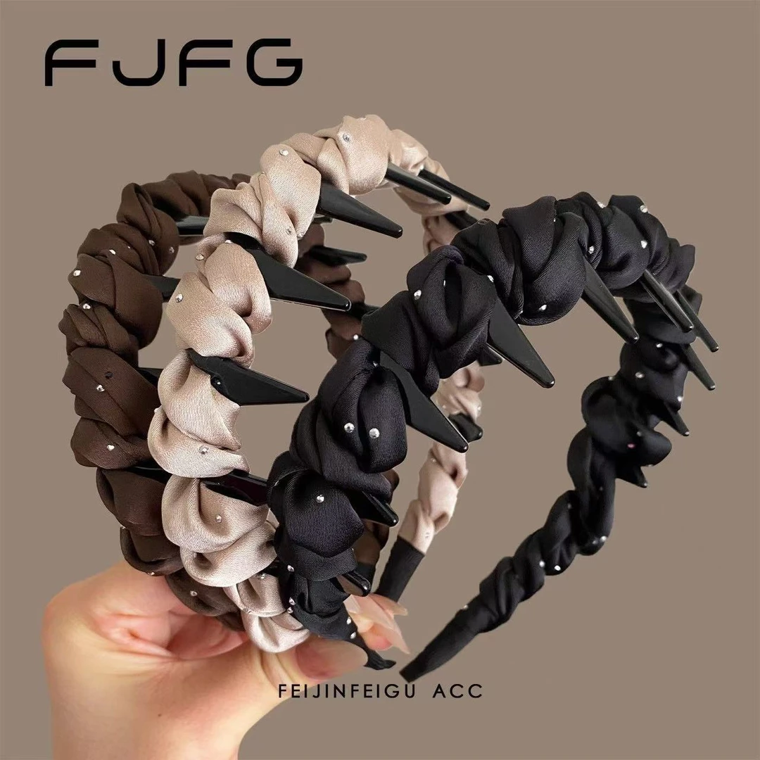 浪漫满天星缎面缠绕齿梳发箍简约时尚蓬松高颅顶显脸小头箍发饰