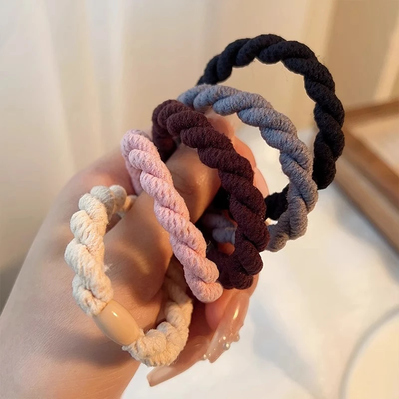 麻花辫高弹力耐用加粗皮筋女扎头韩国气质发绳不伤发马尾发圈