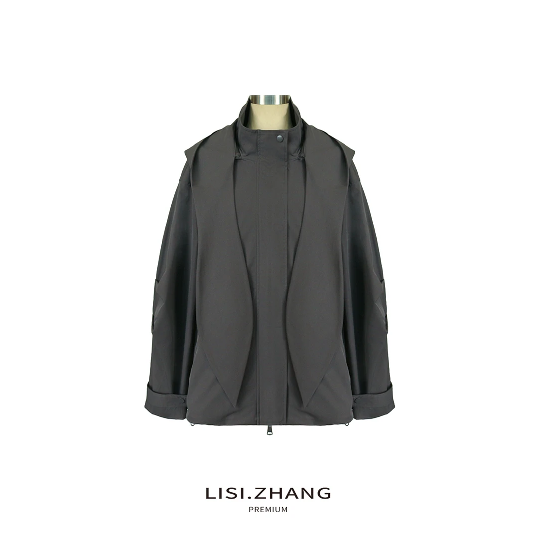 LISI.ZANG--【舒柔特外套】可拆卸飘带两穿舒柔特宽松短外套