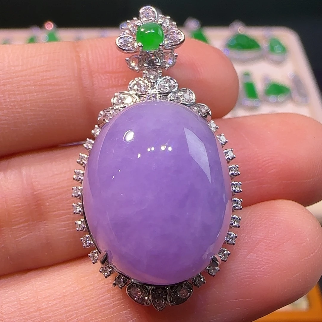 翡翠18K金镶嵌吊坠(不含链)