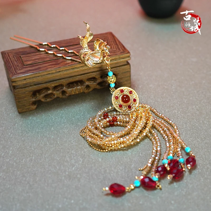 古悦倾城（凤梧）古凤汉服发饰小凤簪