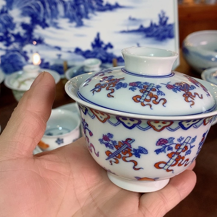 錡镇堂手工手绘盖碗