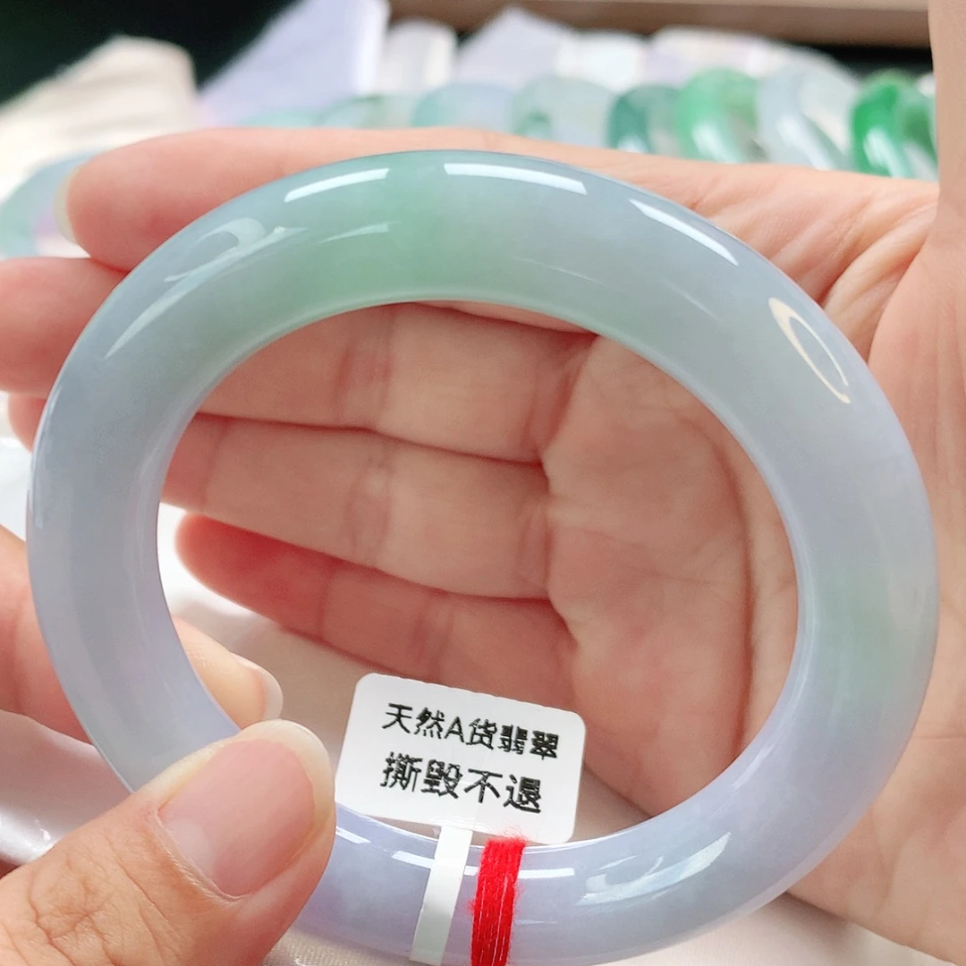翡翠未镶嵌手镯57胖圆