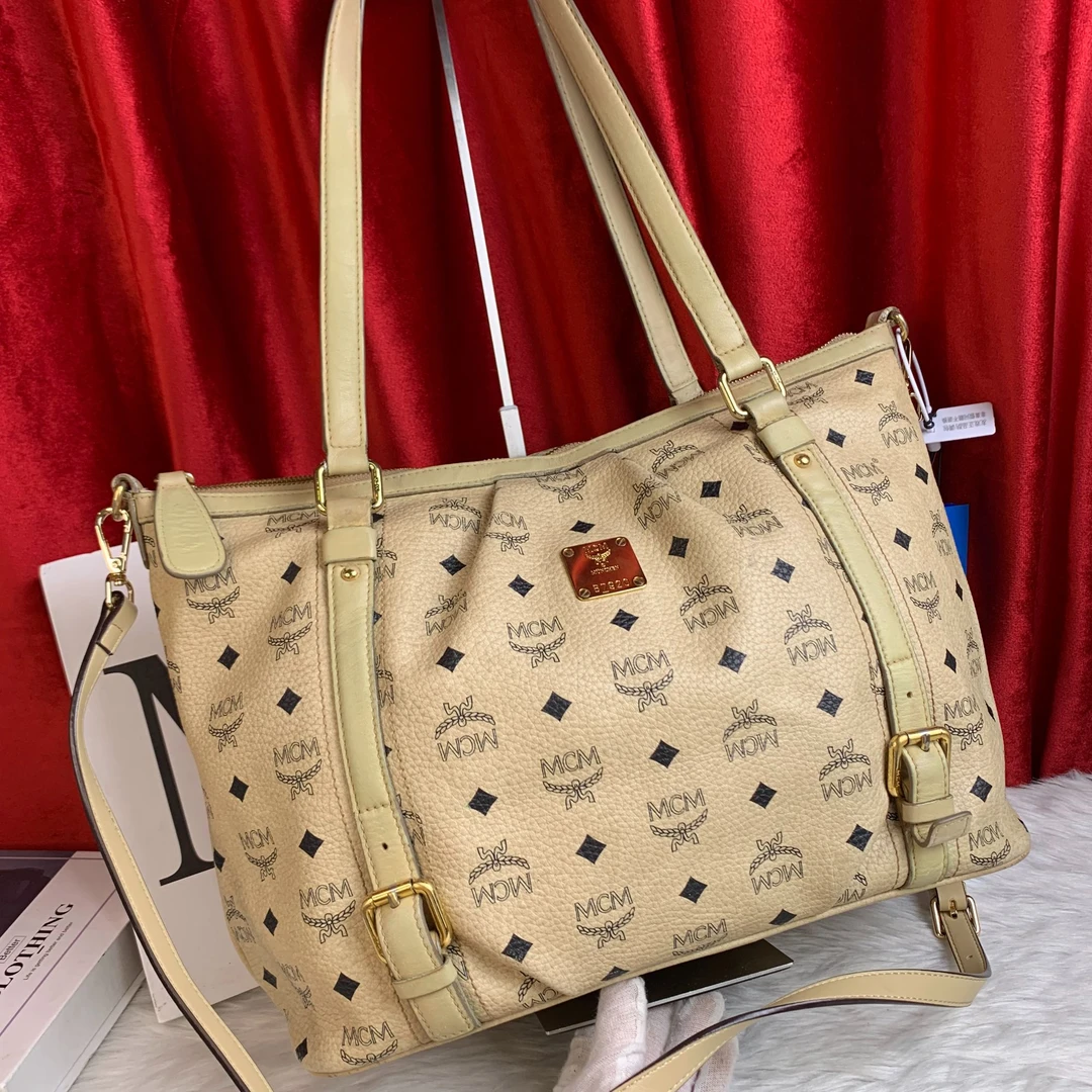 95新 MCM 米色派拉蒙包/FYYW06421554/1554/瑕
