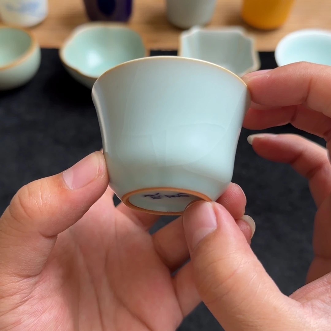 晓芳窑汝窑天青开片古月杯