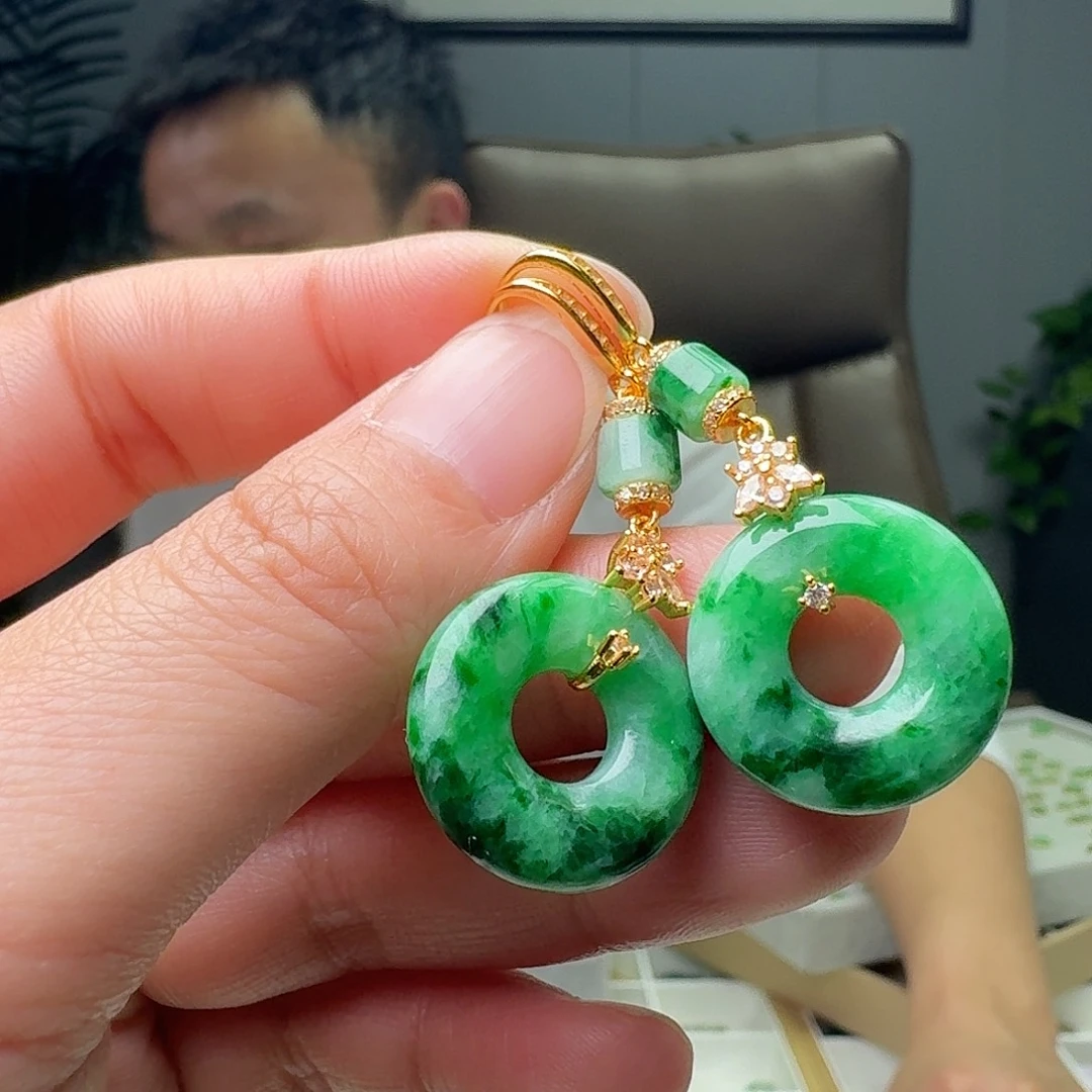 翡翠银S925镶嵌耳饰多样性发货其一